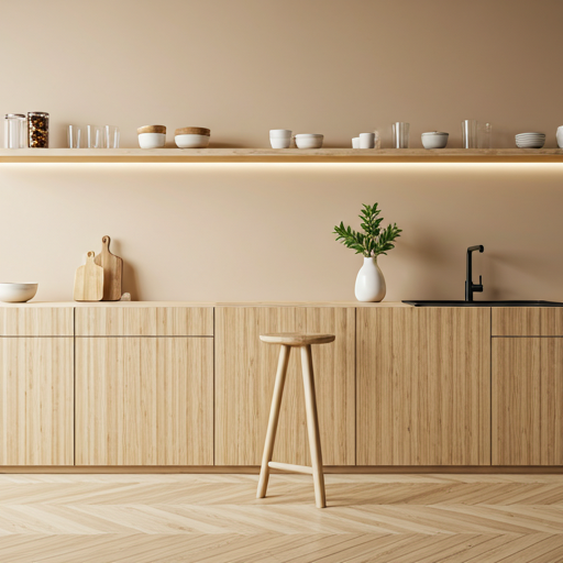 Interior de cocina moderna en madera